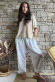 Rustic Nature Linen Blend Barrel Pant White